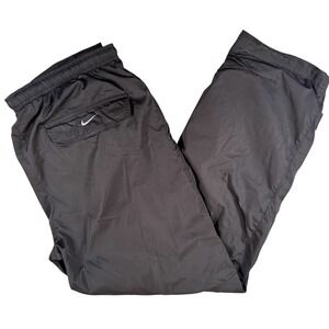 VTG Nike Black Nylon Track Pants Joggers Sweatpants GRAY Tag Sz XL Run DMC lined